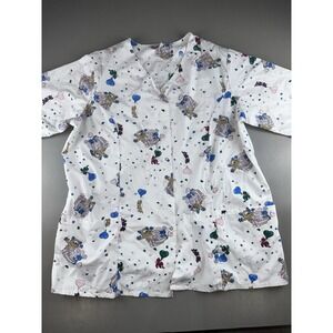 Fashion Scrubs Snap Front Scrub Top 3XL Hearts Balloons Cat Lovers Plus Size Top